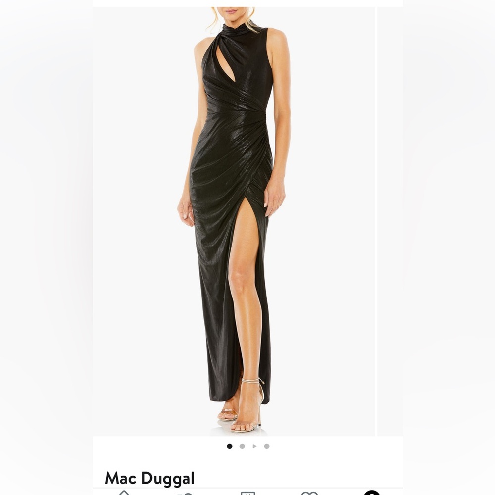 Mac Duggal Black Mock Neck Sleeveless Gown